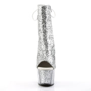 Pleaser ADORE-1018G Platform Ankle Boot (Silver Glitter/Silver Glitter)