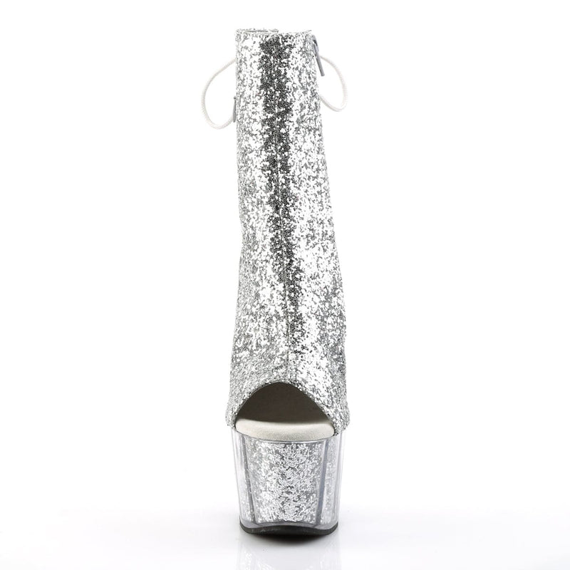 Pleaser ADORE-1018G Platform Ankle Boot (Silver Glitter/Silver Glitter)