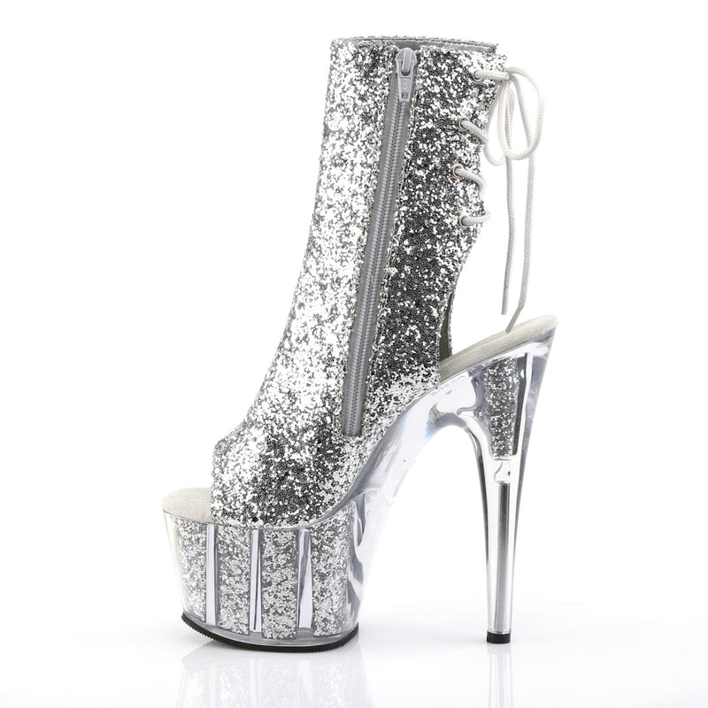 Pleaser ADORE-1018G Platform Ankle Boot (Silver Glitter/Silver Glitter)
