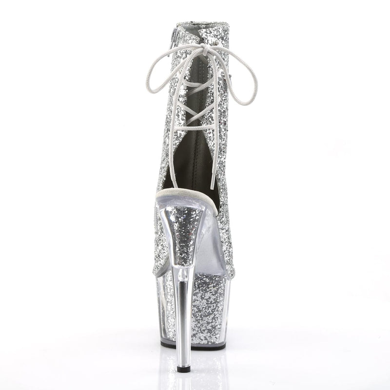 Pleaser ADORE-1018G Platform Ankle Boot (Silver Glitter/Silver Glitter)