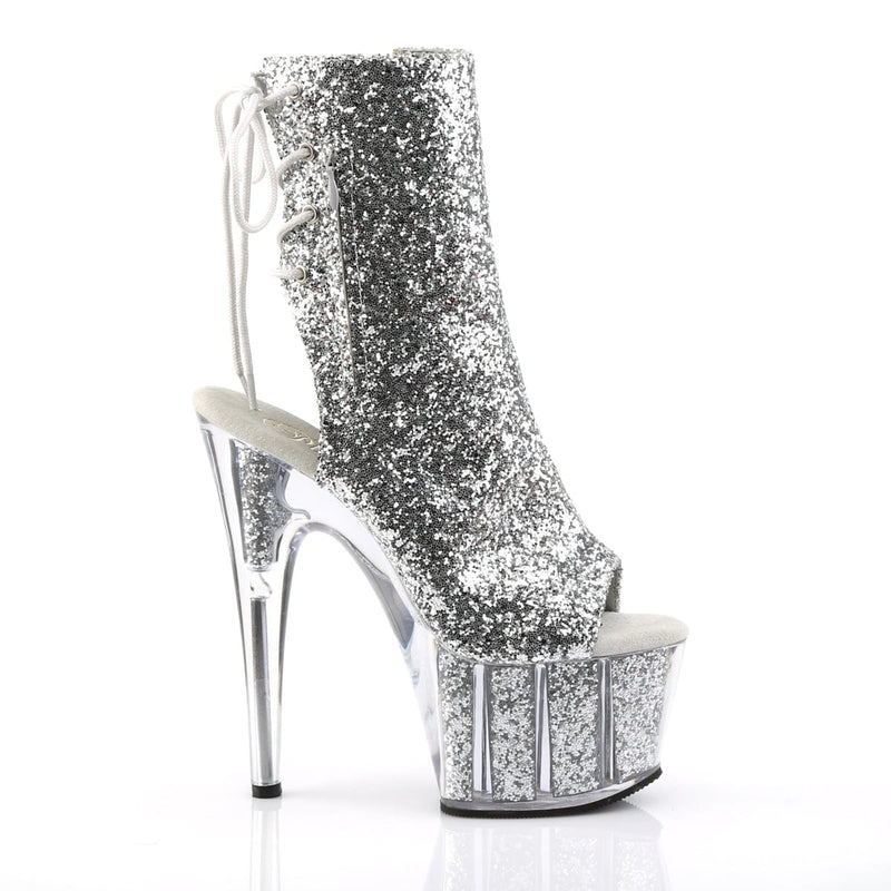 Pleaser ADORE-1018G Platform Ankle Boot (Silver Glitter/Silver Glitter)