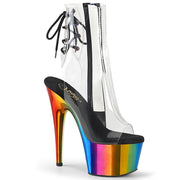 Pleaser ADORE-1018RC Platform Ankle Boot (Clear/Rainbow Chrome)