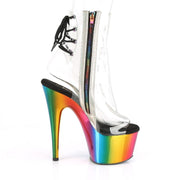 Pleaser ADORE-1018RC Platform Ankle Boot (Clear/Rainbow Chrome)