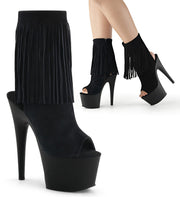 Pleaser ADORE-1019 Platform Ankle Boot (Black Suede/Black Matte)