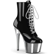 Pleaser ADORE-1020 Platform Ankle Boot (Black Patent/Silver Chrome) 5