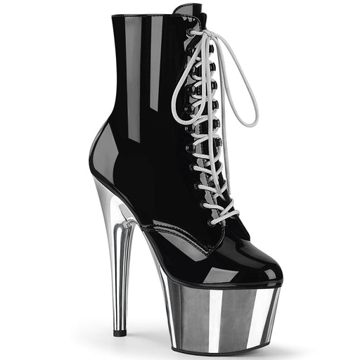 Pleaser ADORE-1020 Platform Ankle Boot (Black Patent/Silver Chrome) 5