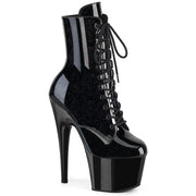 Pleaser ADORE-1020BLG Platform Ankle Boot (Black Patent-Blue Glitter/Black)