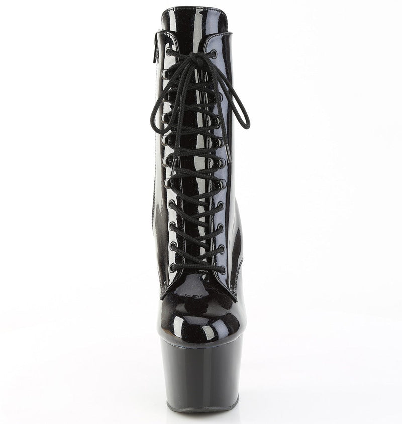 Pleaser ADORE-1020BLG Platform Ankle Boot (Black Patent-Blue Glitter/Black)