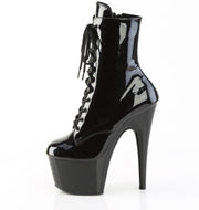Pleaser ADORE-1020BLG Platform Ankle Boot (Black Patent-Blue Glitter/Black)