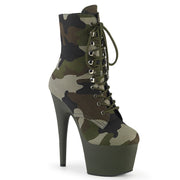 Pleaser ADORE-1020CAMO Platform Ankle Boot (Green Camo Fabric/Dark Olive Matte) 5