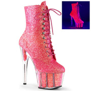 Pleaser ADORE-1020G Platform Ankle Boot (Neon Pink Glitter/Neon Pink Glitter) 5