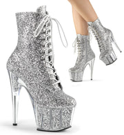 Pleaser ADORE-1020G Platform Ankle Boot (Silver Glitter/Silver Glitter) 5