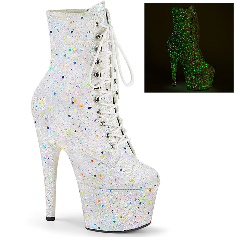 Pleaser ADORE-1020GDLG Platform Ankle Boot (White Multi Glitter/White Multi Glitter) 5