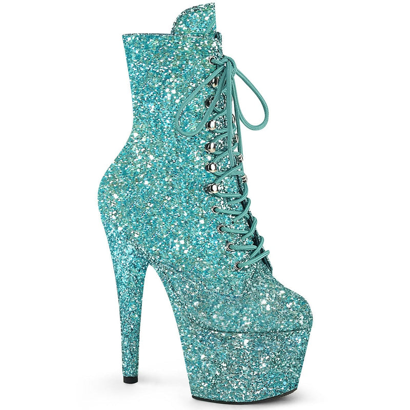 Pleaser ADORE-1020GWR Platform Ankle Boot (Turquoise Glitter/Turquoise Glitter) 5