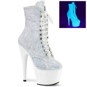 Pleaser ADORE-1020LG Platform Ankle Boot (Neon White Multi Glitter/Neon White) 5