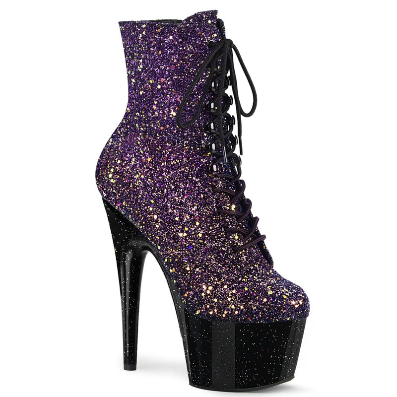 Pleaser ADORE-1020OMBG Platform Ankle Boot (Purple Multi Glitter/Black)