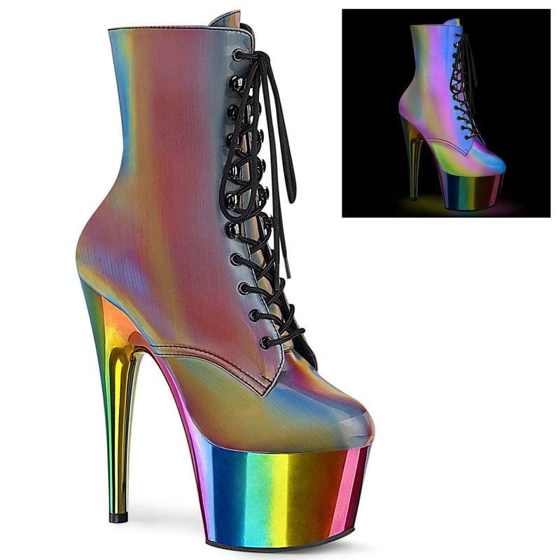 Pleaser ADORE-1020RC-REFL Platform Ankle Boot (Rainbow Reflective/Rainbow Chrome) 5