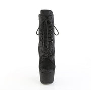 Pleaser ADORE-1020WR Platform Ankle Boot (Black Shimmering Fabric/Black)