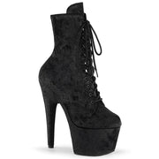Pleaser ADORE-1020WR Platform Ankle Boot (Black Shimmering Fabric/Black)