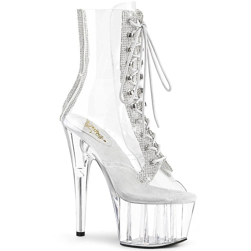 Pleaser ADORE-1021C-2 Platform Ankle Boot (Clear-Rhinestone/Clear)