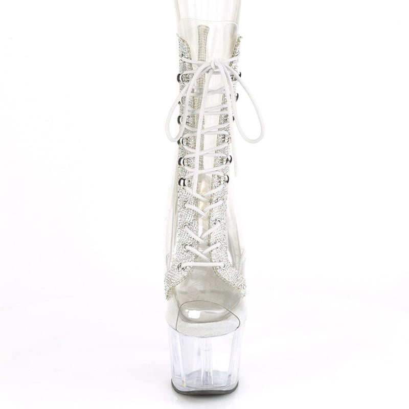 Pleaser ADORE-1021C-2 Platform Ankle Boot (Clear-Rhinestone/Clear)