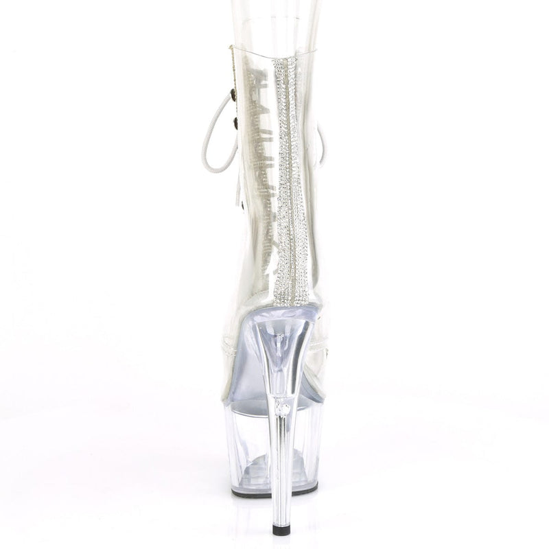 Pleaser ADORE-1021C-2 Platform Ankle Boot (Clear-Rhinestone/Clear)
