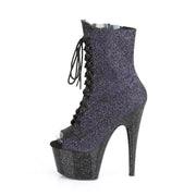 Pleaser ADORE-1021MG Platform Ankle Boot (Purple Glitter/Black)