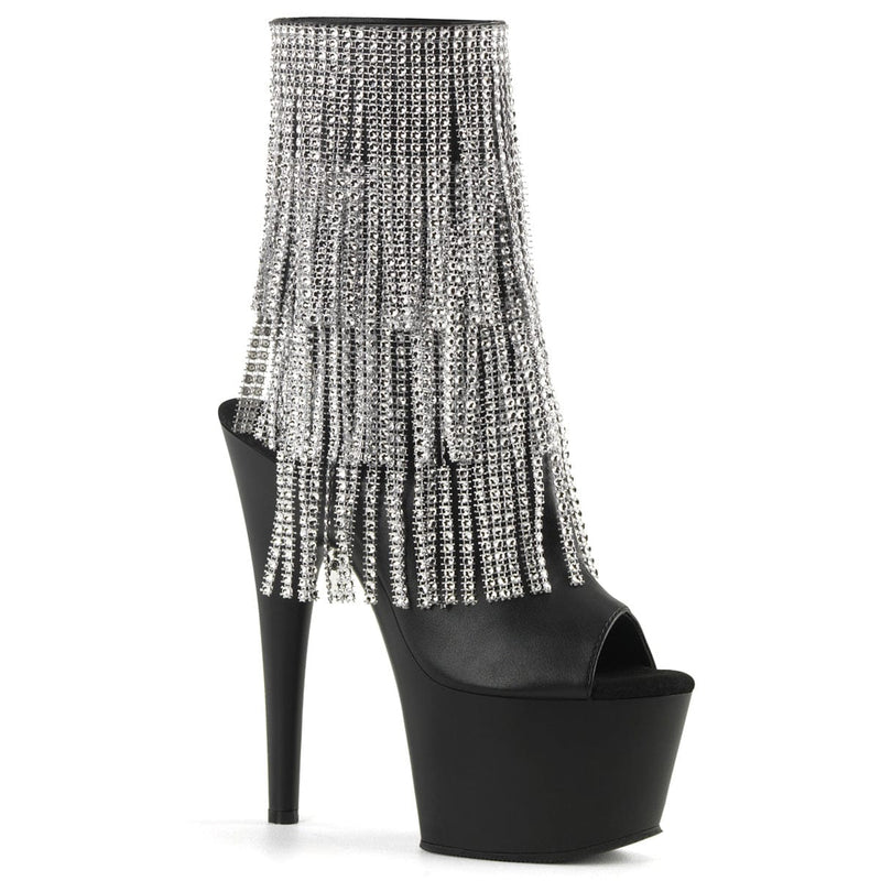 Pleaser ADORE-1024RSF Platform Ankle Boot (Black Faux Leather-Silver/Black Matte)