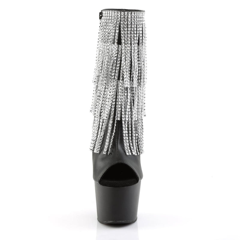 Pleaser ADORE-1024RSF Platform Ankle Boot (Black Faux Leather-Silver/Black Matte)