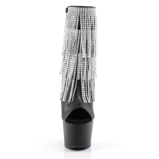 Pleaser ADORE-1024RSF Platform Ankle Boot (Black Faux Leather-Silver/Black Matte)