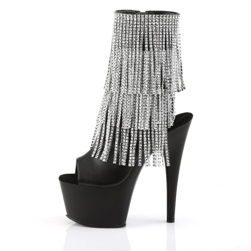 Pleaser ADORE-1024RSF Platform Ankle Boot (Black Faux Leather-Silver/Black Matte)