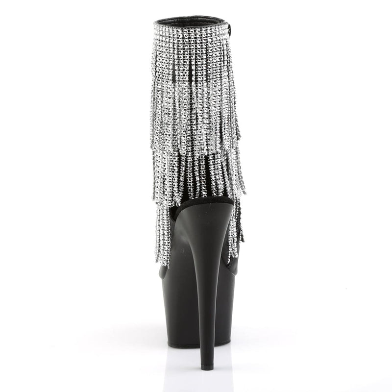 Pleaser ADORE-1024RSF Platform Ankle Boot (Black Faux Leather-Silver/Black Matte)