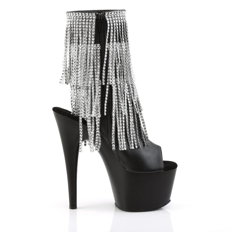 Pleaser ADORE-1024RSF Platform Ankle Boot (Black Faux Leather-Silver/Black Matte)