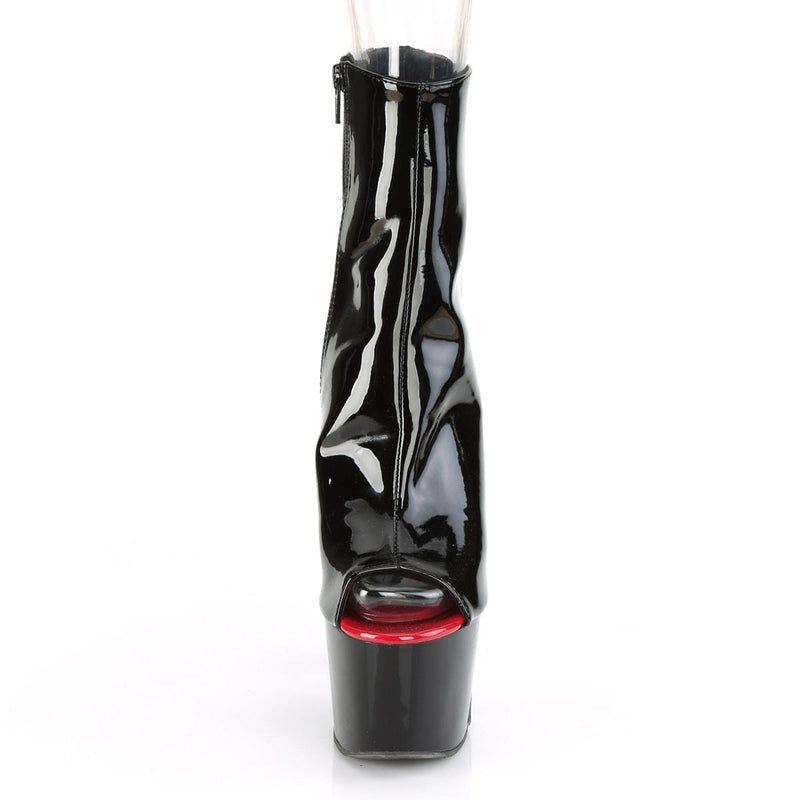 Pleaser ADORE-1025 Platform Ankle Boot (Black-Red Patent/Black)