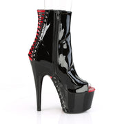 Pleaser ADORE-1025 Platform Ankle Boot (Black-Red Patent/Black)