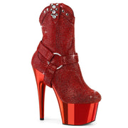 Pleaser ADORE-1029CHRS Platform Ankle Boot (Red Rhinestone/Red Chrome) 5