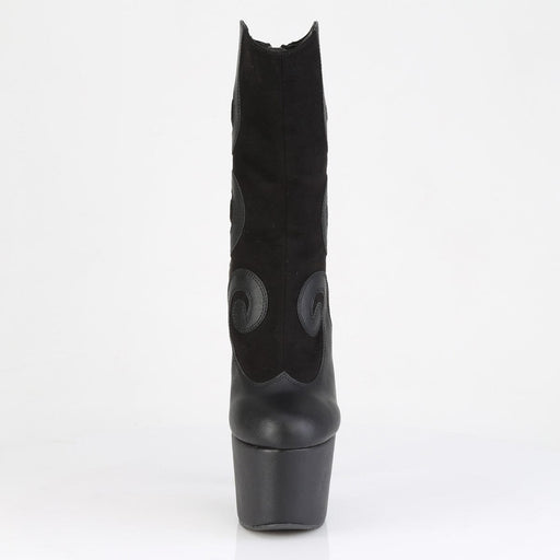 Pleaser ADORE-1034 Platform Ankle Boot (Black Faux Suede-Faux Leather/Black Matte)