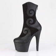 Pleaser ADORE-1034 Platform Ankle Boot (Black Faux Suede-Faux Leather/Black Matte)