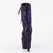 Pleaser ADORE-1040SPF Platform Ankle Boot (Purple Metallic Snake Print Fabric/M)