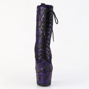 Pleaser ADORE-1040SPF Platform Ankle Boot (Purple Metallic Snake Print Fabric/M)