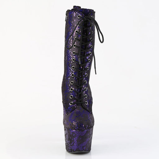 Pleaser ADORE-1040SPF Platform Ankle Boot (Purple Metallic Snake Print Fabric/M)