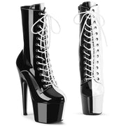 Pleaser ADORE-1040TT Platform Ankle Boot (Black-White Patent/Black-White) 5