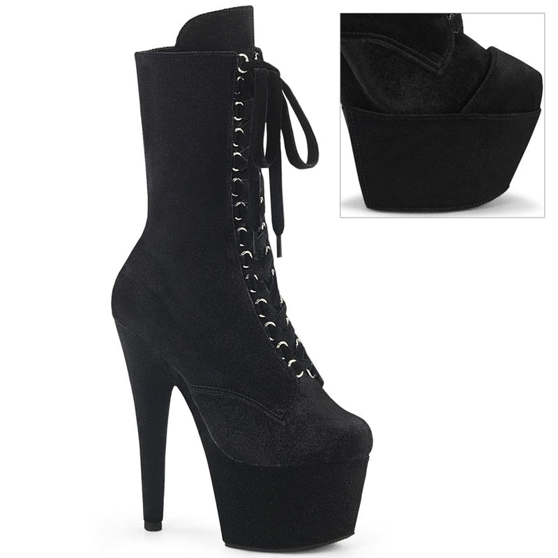 Pleaser ADORE-1045VEL Platform Ankle Boot (Black Velvet/Black Velvet) 5