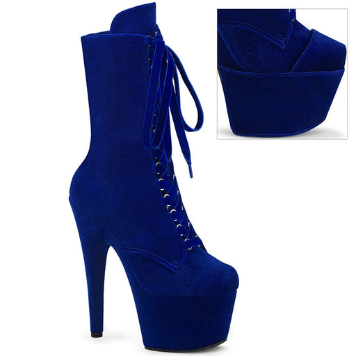 Pleaser ADORE-1045VEL Platform Ankle Boot (Navy Blue Velvet/Navy Blue Velvet) 5