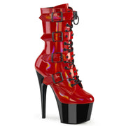 Pleaser ADORE-1046TT Platform Ankle Boot (Red Holo Patent/Black) 5