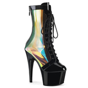 Pleaser ADORE-1047 Platform Ankle Boot (Black Patent-Holo/Black) 5