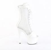 Pleaser ADORE-1048RSNT Platform Ankle Boot (White Patent-Mesh-Rhinestone/White)