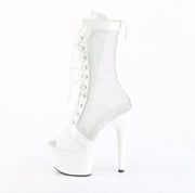Pleaser ADORE-1048RSNT Platform Ankle Boot (White Patent-Mesh-Rhinestone/White)