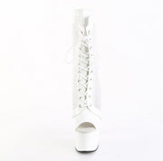 Pleaser ADORE-1048RSNT Platform Ankle Boot (White Patent-Mesh-Rhinestone/White)