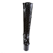 Pleaser ADORE-2023 Platform Knee High Boot (Black Stretch Patent/Black)